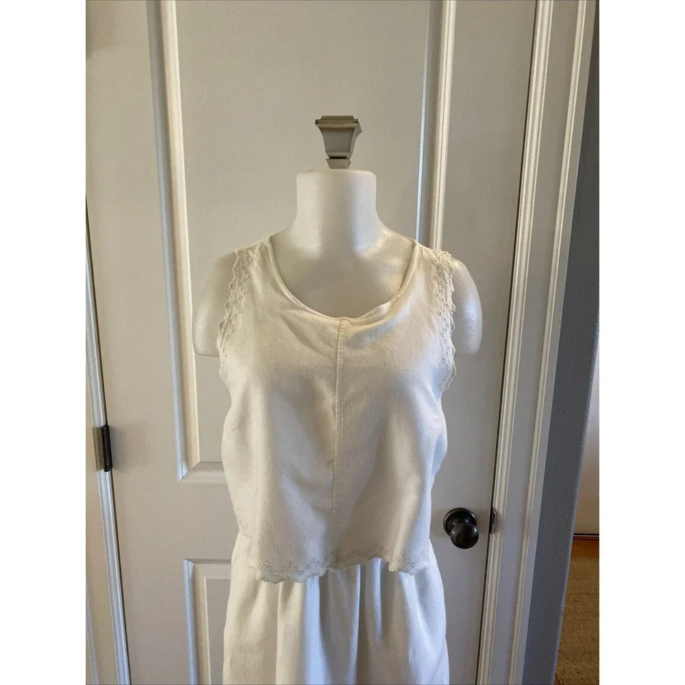 Madewell White Eyelet Overlay Open‎ Back Dress Size 6/S Sleeveless Beachy Boho